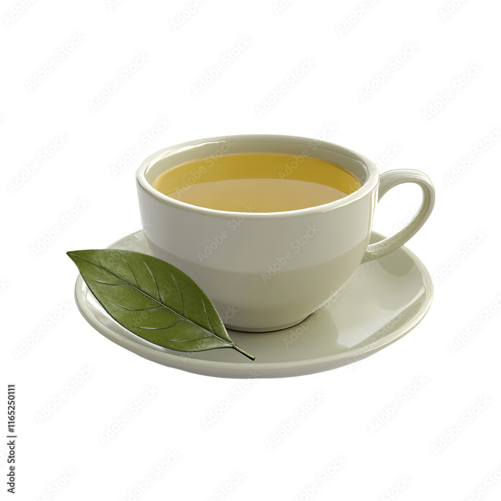 a cup of tea with a leaf on a saucer a cup of tea with a leaf on a saucer