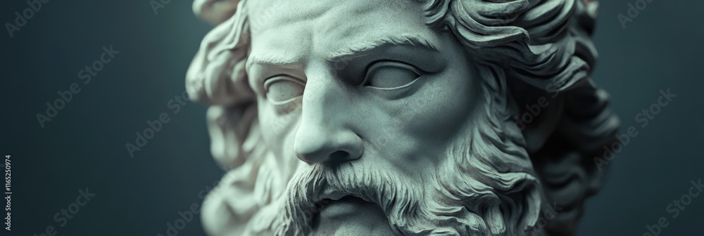 Close-Up of Marble Sculpture of a Bearded Man