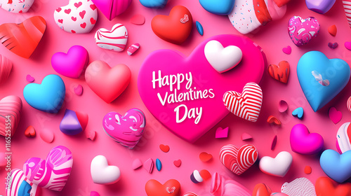 Valentine’s Day 3D Heart Design – Romantic Pink and Red Abstract Artwork, Perfect for Love Celebration, Couples, and Special Occasions – High-Quality Vibrant Colors and Festive Decoration for Cards an