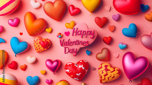 Valentine’s Day 3D Heart Design – Romantic Pink and Red Abstract Artwork, Perfect for Love Celebration, Couples, and Special Occasions – High-Quality Vibrant Colors and Festive Decoration for Cards an