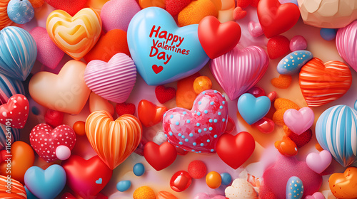 Valentine’s Day 3D Heart Design – Romantic Pink and Red Abstract Artwork, Perfect for Love Celebration, Couples, and Special Occasions – High-Quality Vibrant Colors and Festive Decoration for Cards an