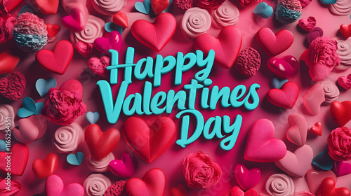 Valentine’s Day 3D Heart Design – Romantic Pink and Red Abstract Artwork, Perfect for Love Celebration, Couples, and Special Occasions – High-Quality Vibrant Colors and Festive Decoration for Cards an