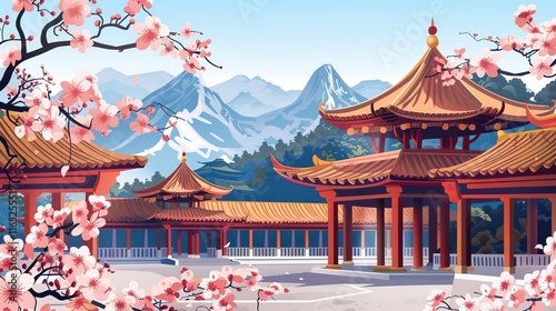 Fantasy landscape Oriental chinese temple fantasy