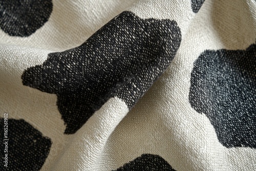 Fabric features a bold cow print, perfect for western-style fashion and craftsmanship photo