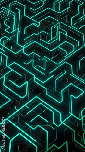 Obraz na płótnie Abstract Teal Neon Circuit Lines Digital Art Background Wallpaper w salonie