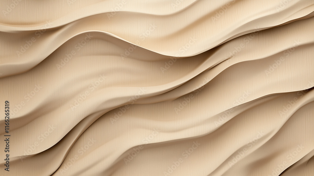 Obraz premium Textured beige wall with flowing wave patterns creating modern aesthetic