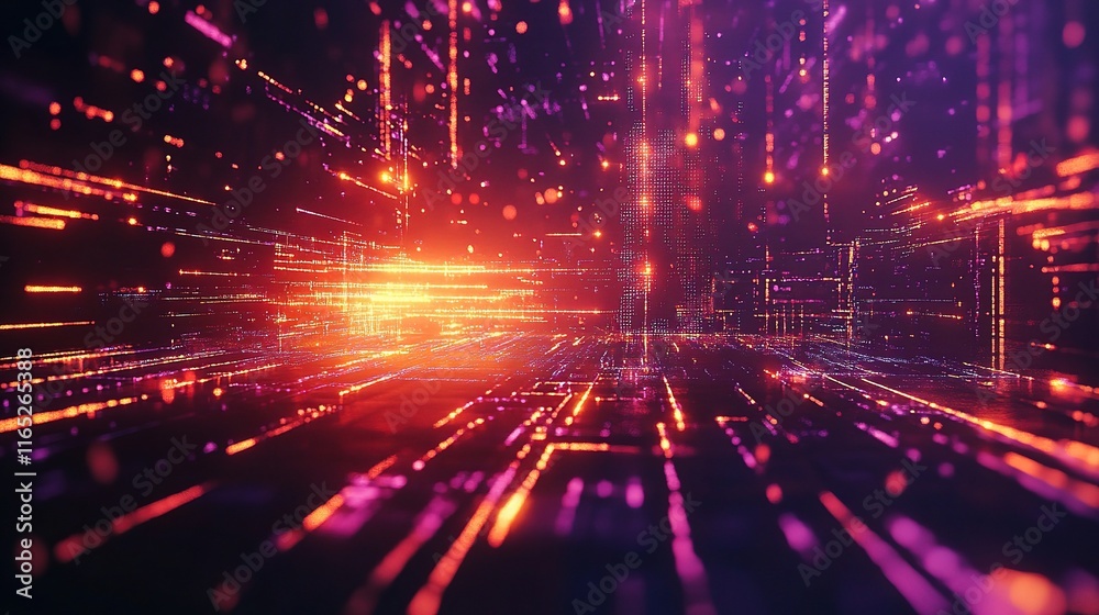Obraz premium Futuristic Abstract Background with Glowing Technology Elements