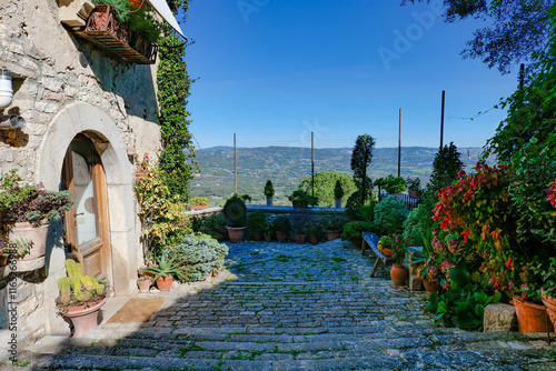 A street among the picturesque of Morcone, a town in the province of Benevento, Italy.	 photo