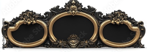 Ornate gold and black triple frame. photo