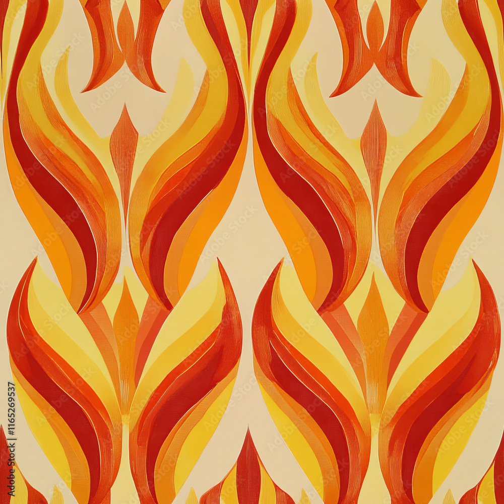 Seamless pattern exotic 1960s lounge wallpaper velvet red yellow orange waves fire flames pattern texture abstract bold background hot groovy retro design wallpaper backdrop sensual layered curves Seamless pattern exotic 1960s lounge wallpaper velvet red yellow orange waves fire flames pattern texture abstract bold background hot groovy retro design wallpaper backdrop sensual layered curves