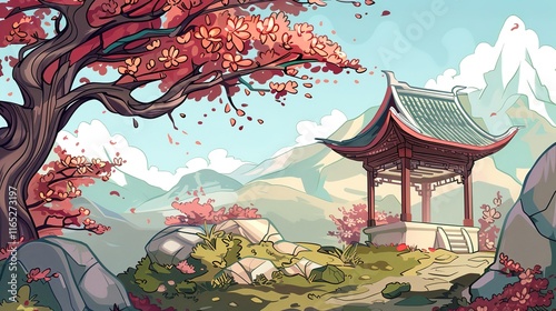 Fantasy art Oriental Fantasy landscape chinese temp