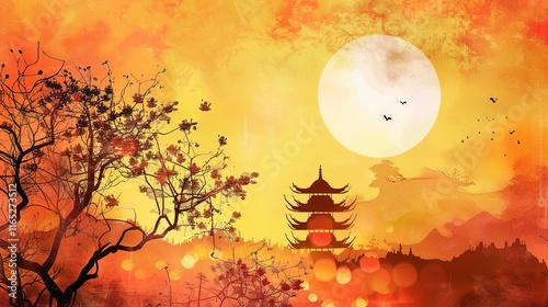Fantasy art Oriental Fantasy landscape chinese temp