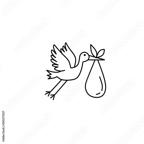baby delivery bird or newborn vector icon