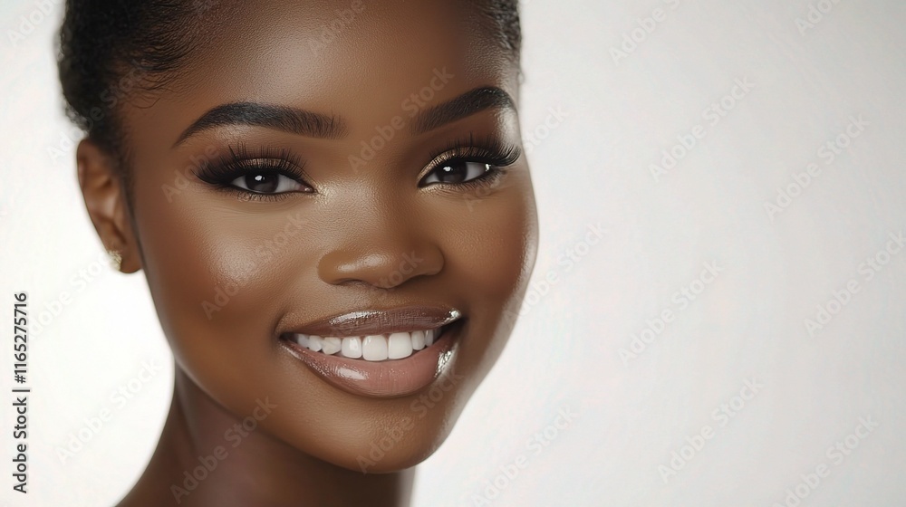 Portrait of a Smiling Young African Woman with Glowing Skin