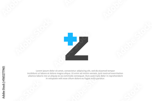 letter z with plus hospital symbol modern logo