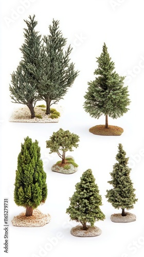 Collection of Exquisite Miniature Trees for Garden or Landscape Design.  Detailed and Realistic Representations of Various Tree Types. Perfect for Model Displays and Collections. photo