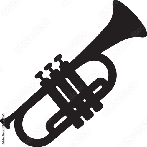 trumpet vector illustration, trumpet icon silhouette vector style