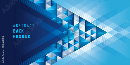 Abstract Blue geometric background with 3d triangle Arrow, Modern polygon triangles background. Triangle Pattern design, Creative ideas for business presentations, template, banner, invitation card