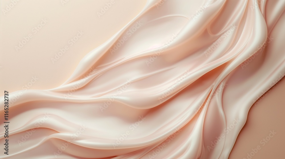 Fototapeta premium A soft, flowing fabric drapes gracefully, showcasing delicate textures and gentle shades of peach against a smooth backdrop.