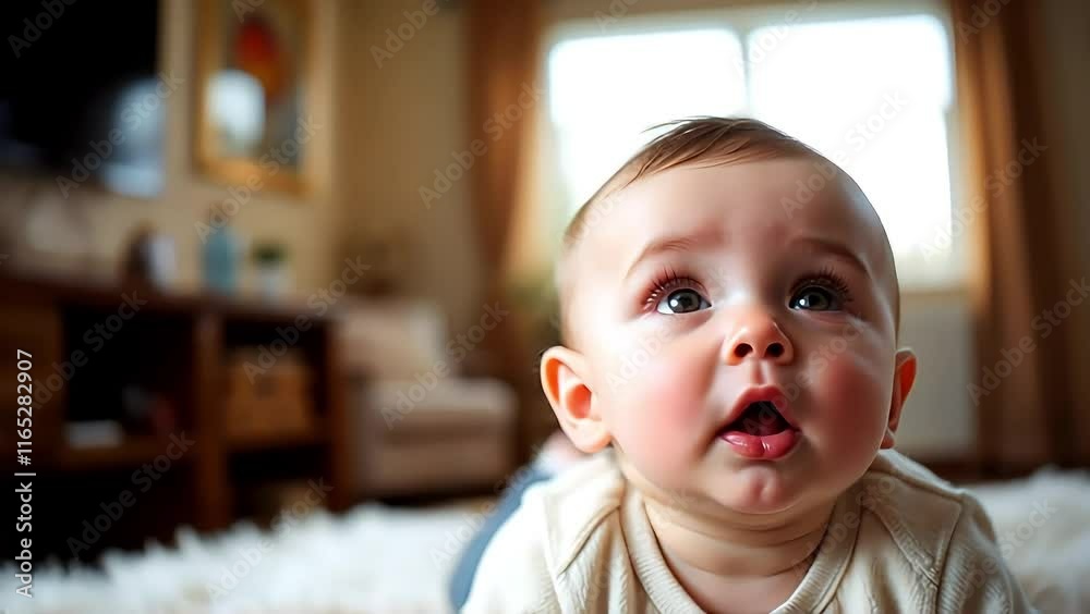 Curious Baby in a Cozy Room