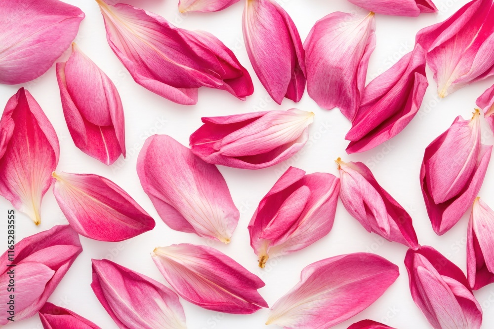 Obraz premium Delicate Pink Petals on White Background for Floral Design and Decoration