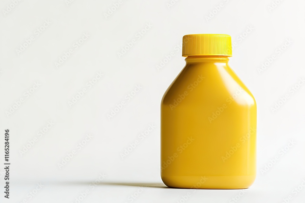 classic yellow mustard bottle with smooth surface placed on bright white background classic yellow mustard bottle with smooth surface placed on bright white background