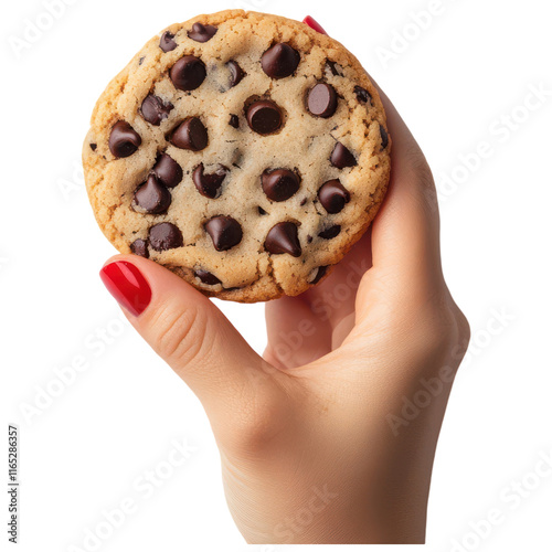 Delicious Chocolate Chip Cookie in Hand on Transparent Background PNG