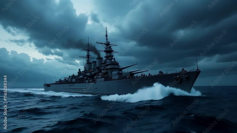 Formidable Battleship in Stormy Seas Formidable Battleship in Stormy Seas