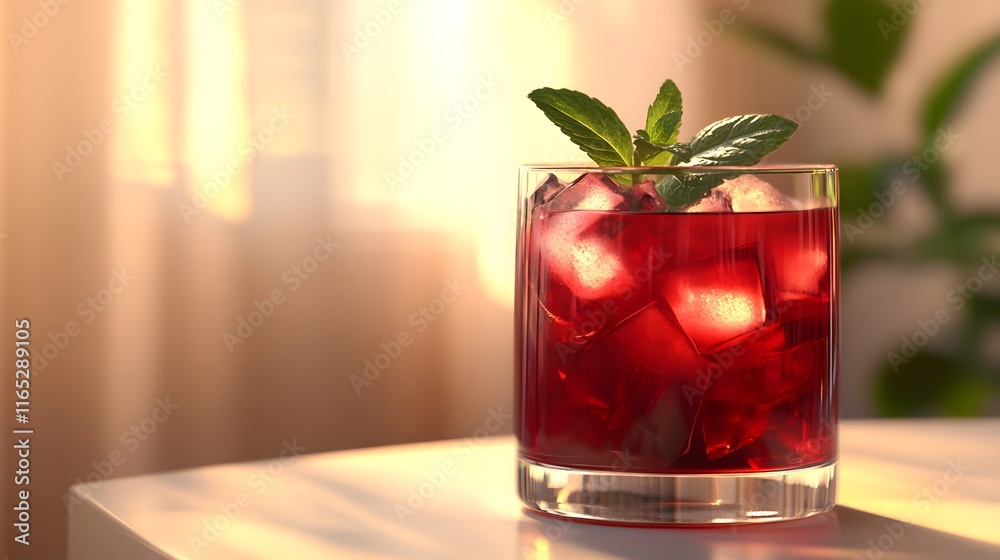 Refreshing Iced Beverage with Mint Garnish Refreshing Iced Beverage with Mint Garnish
