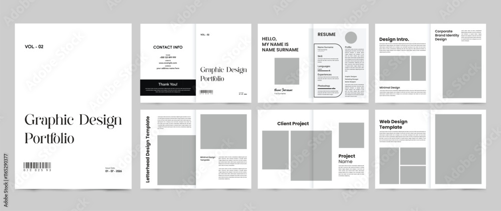 graphic design portfolio template design. graphic designer product collection portfolio