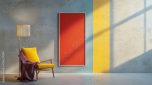 Fototapeta Naklejka Na Ścianę i Meble -  Pride-themed cozy setup with grey wall and bright lighting