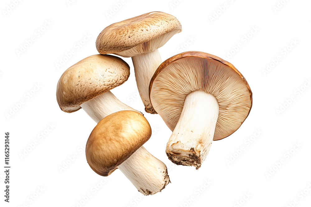Closeup of Porcini mushroom showing its textured cap and stem isolated on a white background. Concept of fungi and nature Closeup of Porcini mushroom showing its textured cap and stem isolated on a white background. Concept of fungi and nature