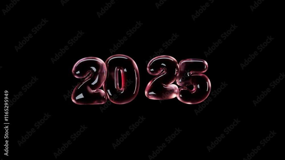 During the New Year's Eve countdown celebration, a 4K loop seamless of fireworks for the year 2025 is displayed in the sky at night.