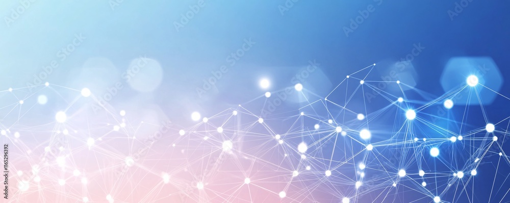 Fototapeta premium Network mesh connecting points of light, big data visualization