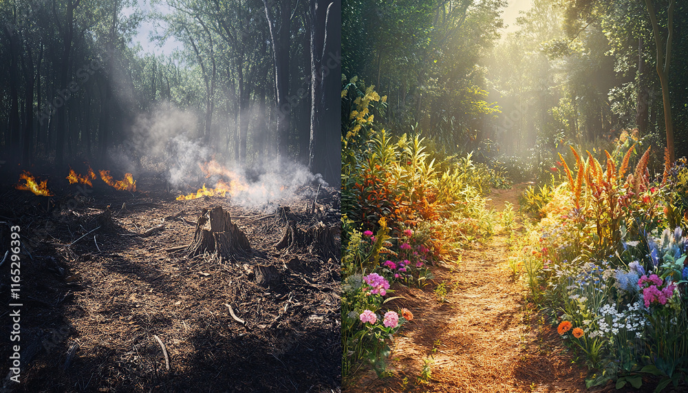 From destruction to renewal: a forest’s rebirth From destruction to renewal: a forest’s rebirth