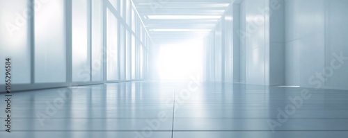 Bright light at the end of modern empty corridor