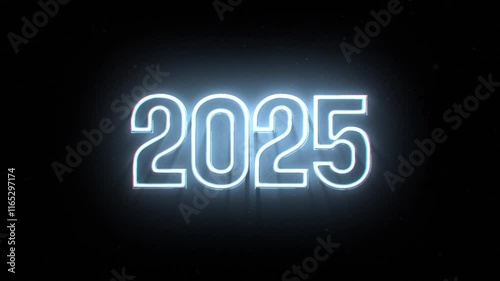 During the New Year's Eve countdown celebration, a 4K loop seamless of fireworks for the year 2025 is displayed in the sky at night. photo