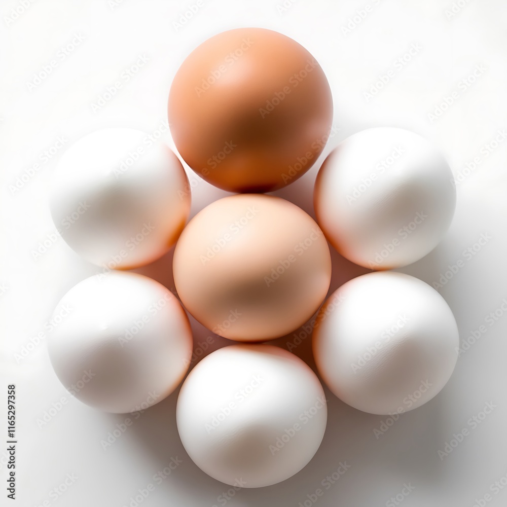 A top view chicken or hen eggs in a basket on a flat background A top view chicken or hen eggs in a basket on a flat background