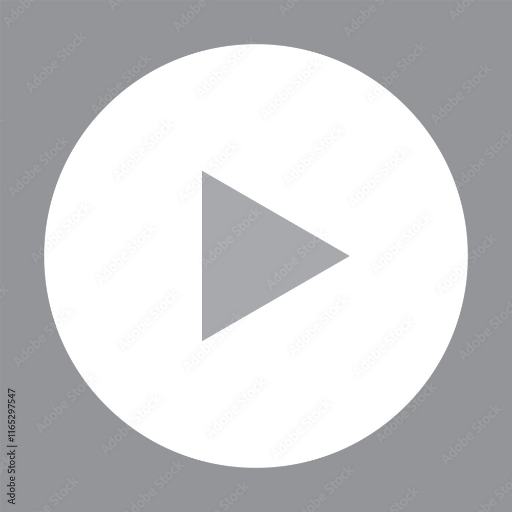 White Play button icon on transparent background. Video player sign. Circle start arrow symbol in vector flat. Vector illustration White Play button icon on transparent background. Video player sign. Circle start arrow symbol in vector flat. Vector illustration