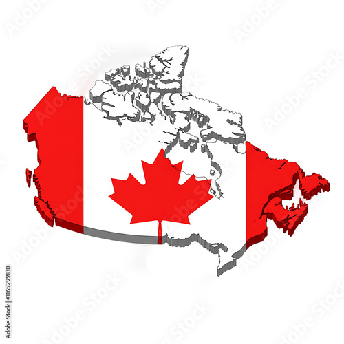 Canadian Flag Overlaid on Detailed Canada Map for Educational Use