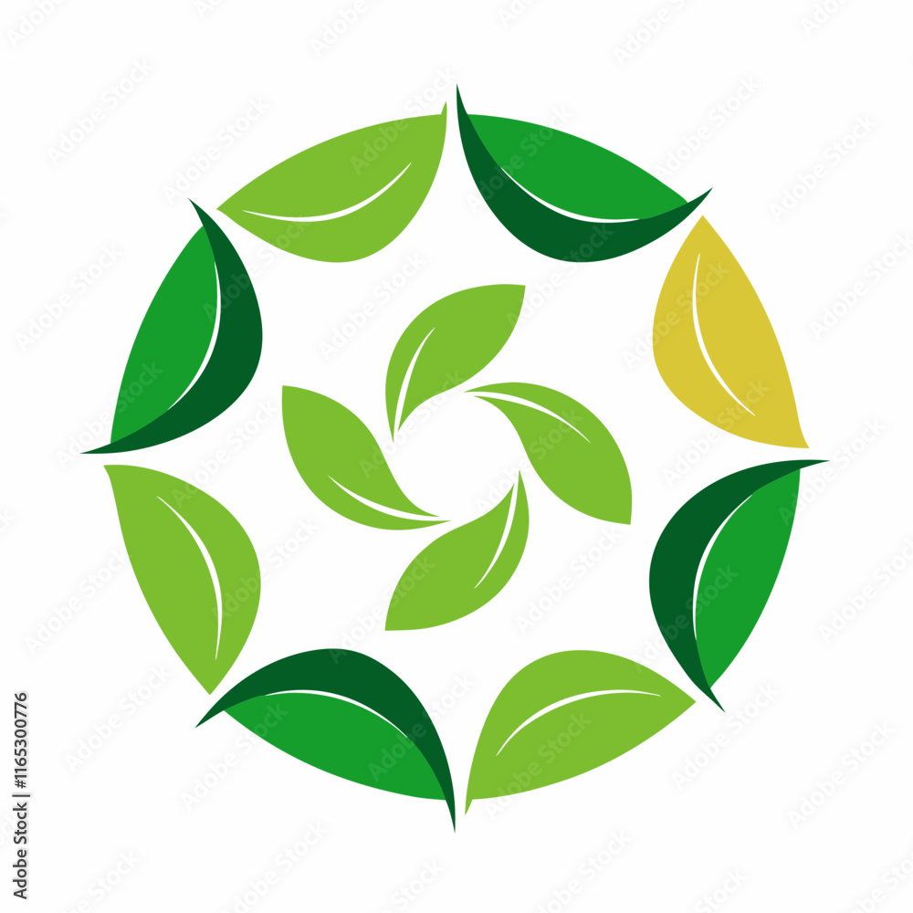 Leaf Logo: Symmetrical Pattern Symbolizing Unity Sustainability Leaf Logo: Symmetrical Pattern Symbolizing Unity Sustainability