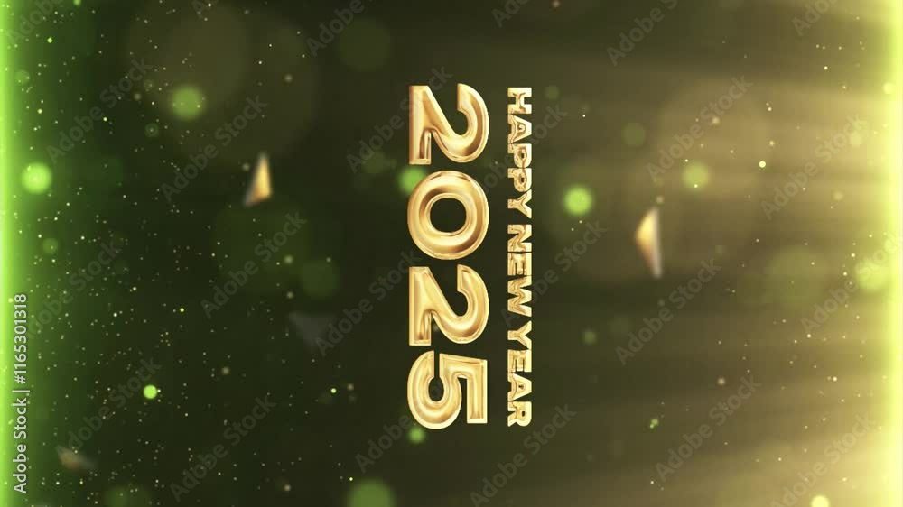 During the New Year's Eve countdown celebration, a 4K loop seamless of fireworks for the year 2025 is displayed in the sky at night.