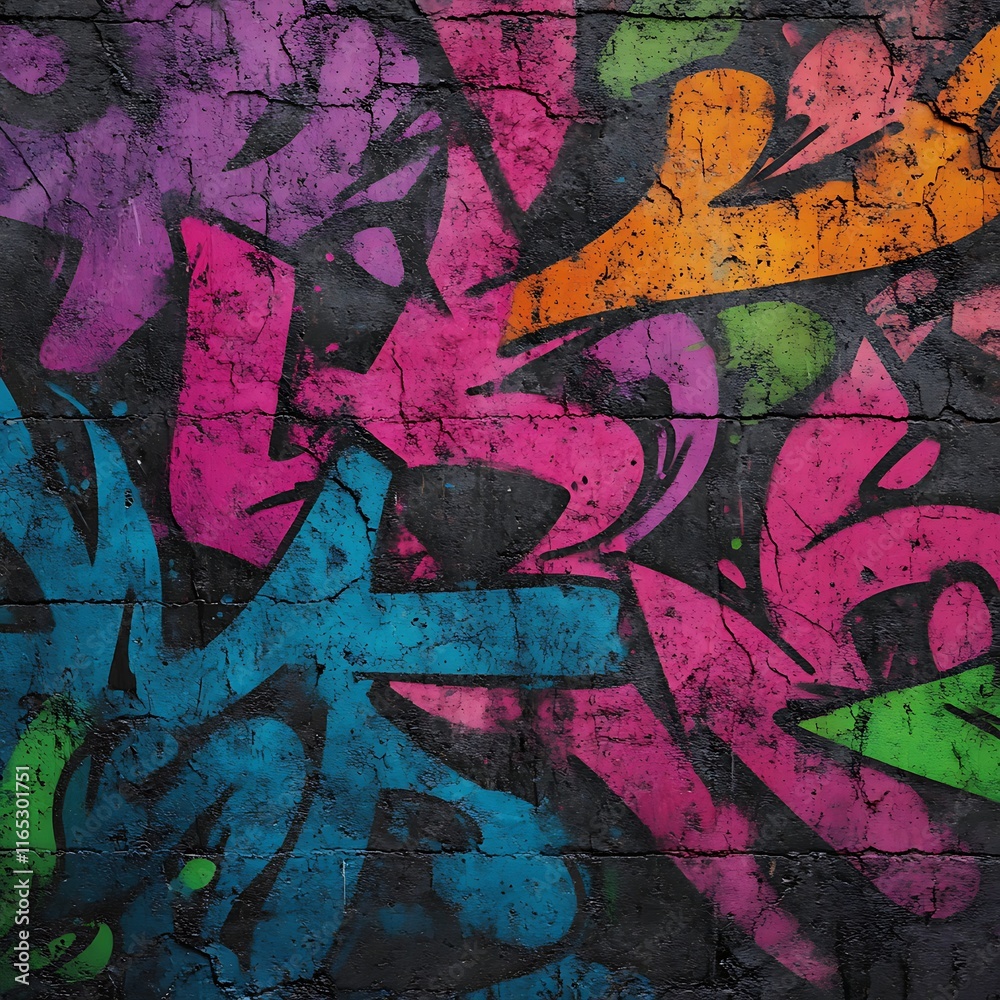 Fototapeta premium bold graffiti patterns in vibrant colors on a concrete wall background