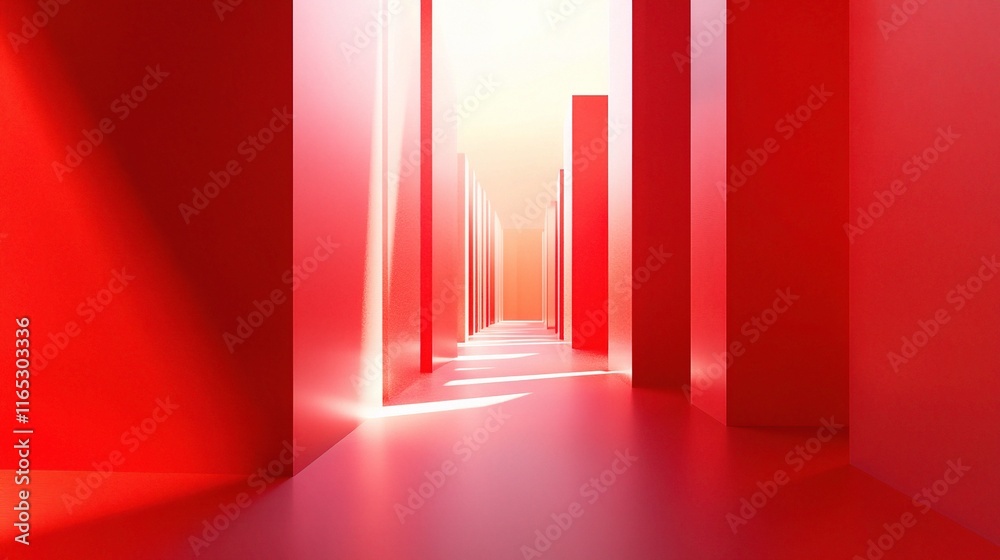 Fototapeta premium Modern Architecture Geometry and Perspective in Bold Red Hues