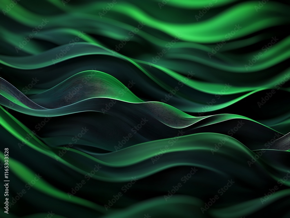 Obraz premium abstract wavy patterns in bold green and black for dynamic backgrounds
