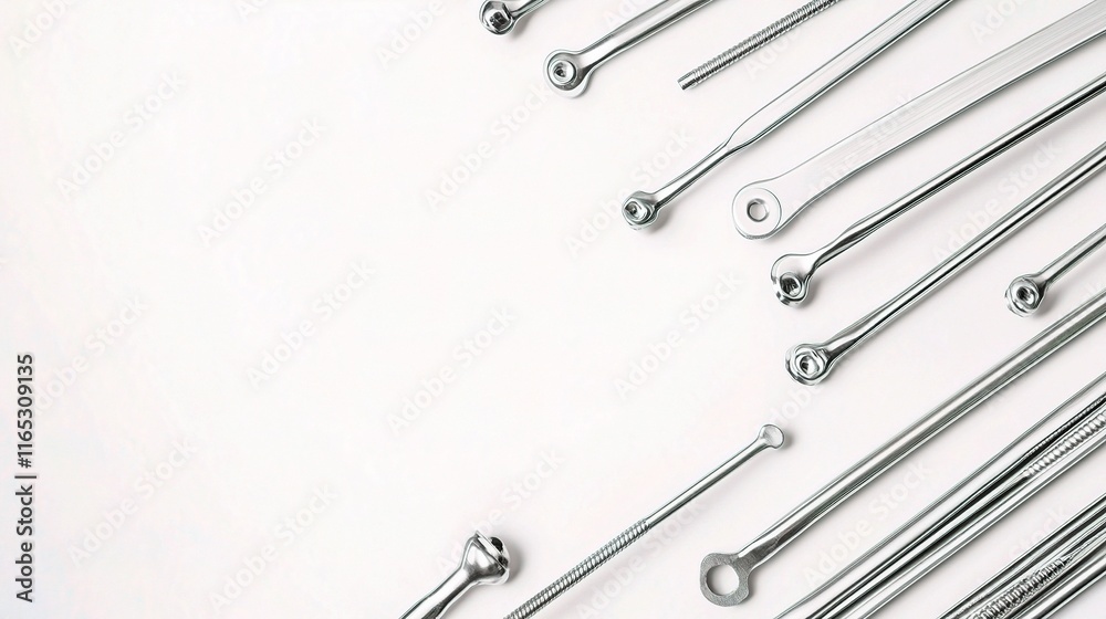 Surgical Stainless Steel Bone Plates and Screws Neatly Arranged Surgical Stainless Steel Bone Plates and Screws Neatly Arranged