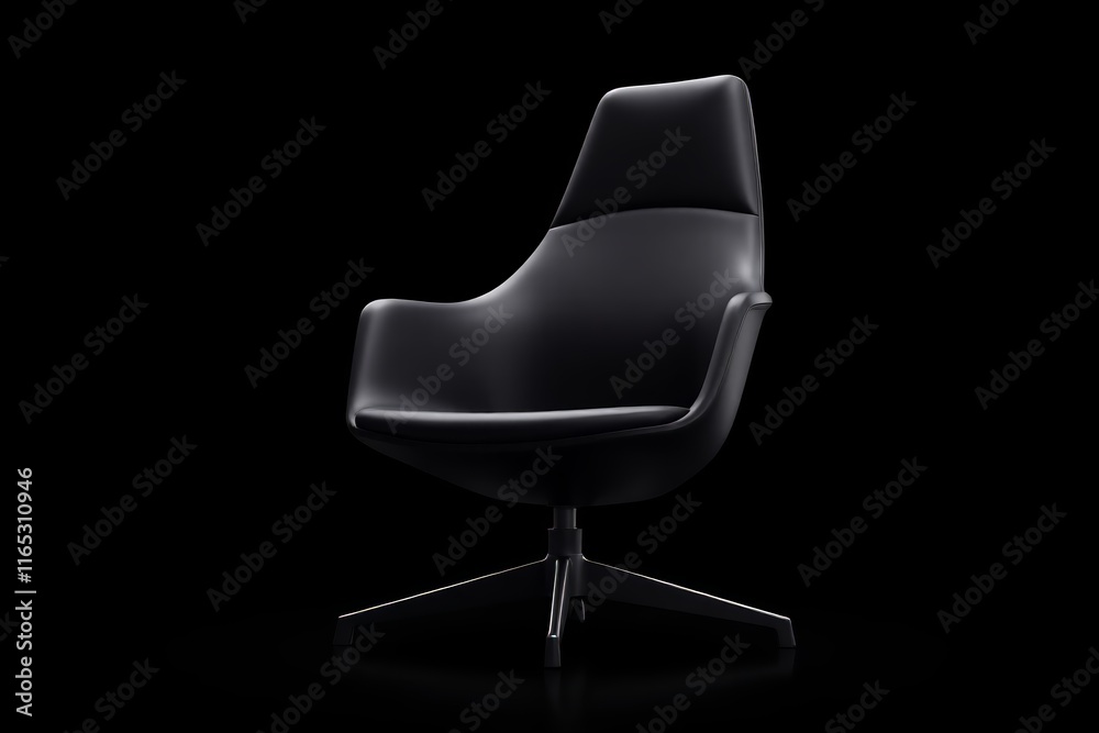 a close up of a black chair with a black background