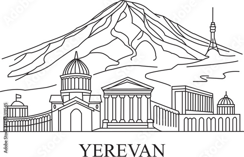 Yerevan City Line Draw Simple Minimalist
