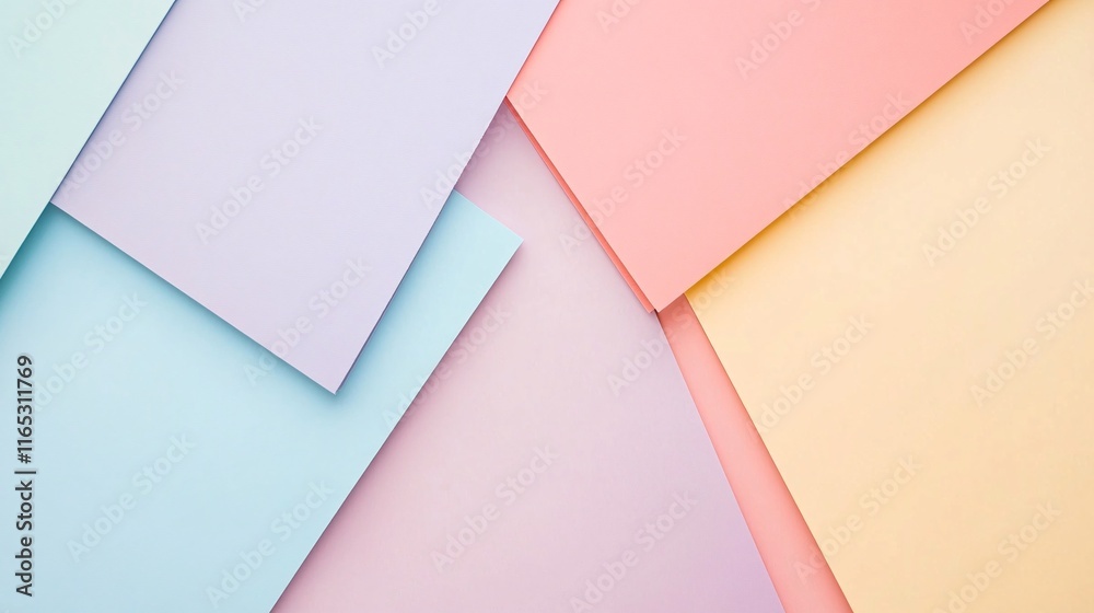 Pastel colored paper creating geometric shapes background Pastel colored paper creating geometric shapes background