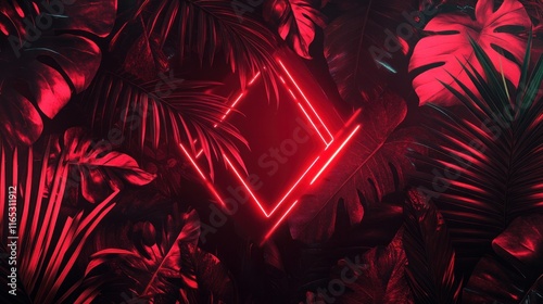 Radiant red neon geometric patterns in a futuristic cyberpunk style.